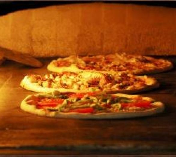 Vide varierity of pizzas made in the bread oven