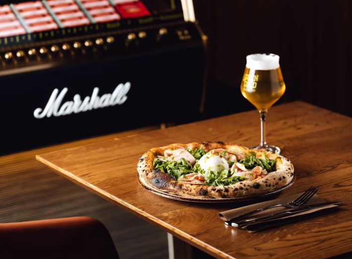 Neapolitan pizza and beer