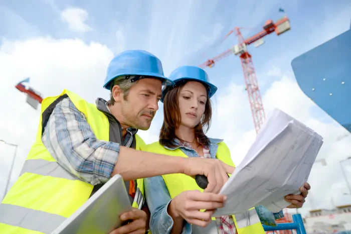Baumaschinen, Materialien und Handwerk