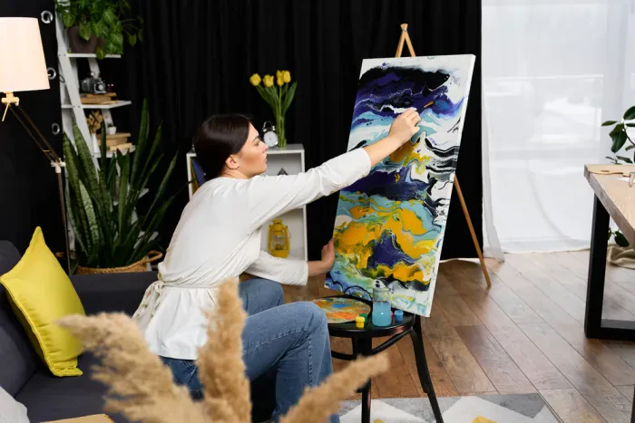 Farben, Materialien und Ideen verschmelzen miteinander