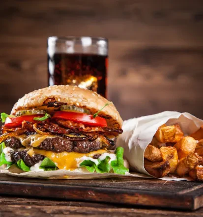 Burgers and drinks