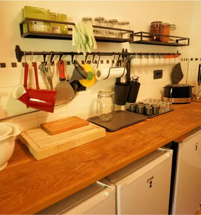 Communal kitchen for glampers